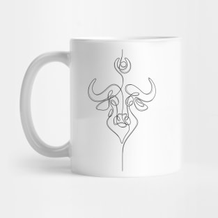 Minimalistic Continuous Line Bull Portrait (black line on white background) Mug